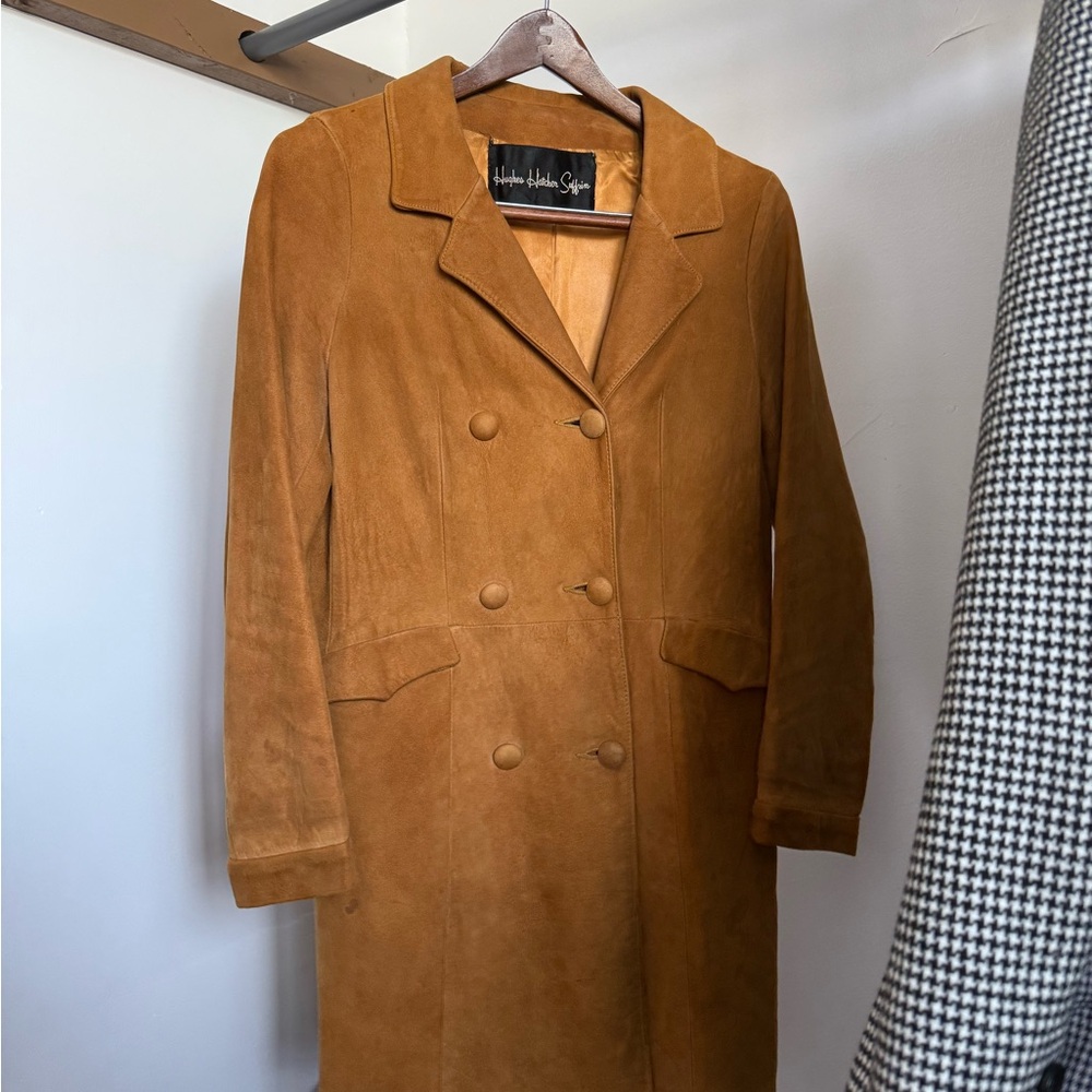 Brown Suede Double-Breasted Coat